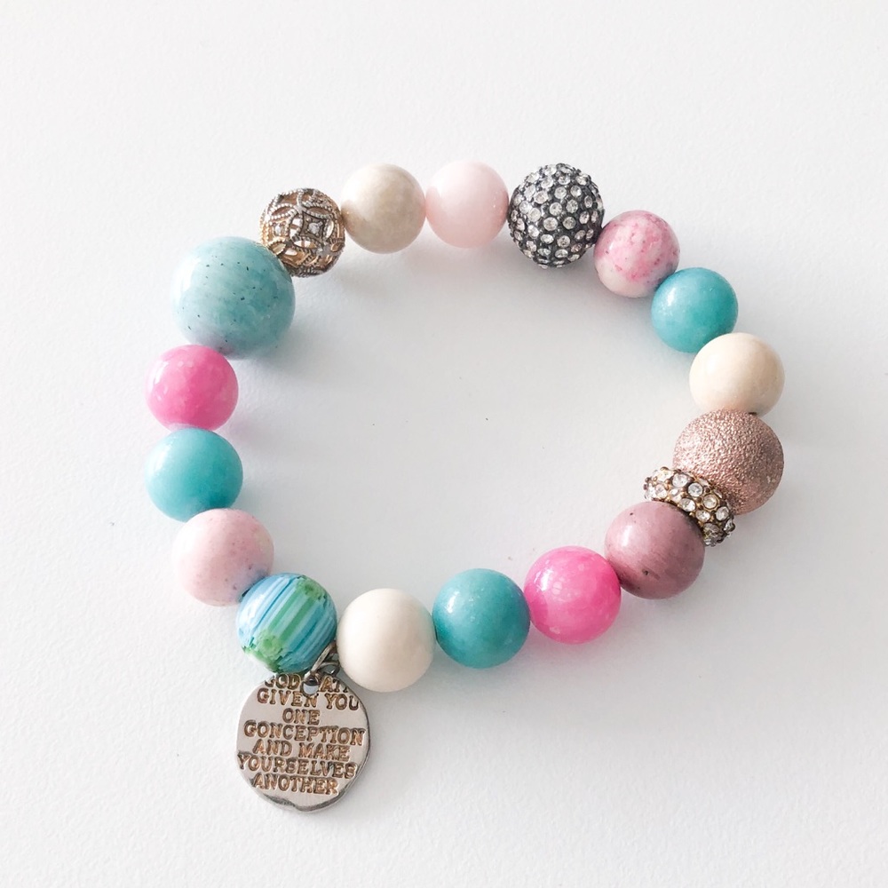 Ceramic and Glass Beaded Bracelet